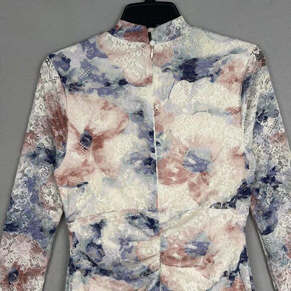 Anthropologie Dress Womens Medium Lace Floral Mock Neck Fitted Long Sleeve Midi - Picture 9 of 16